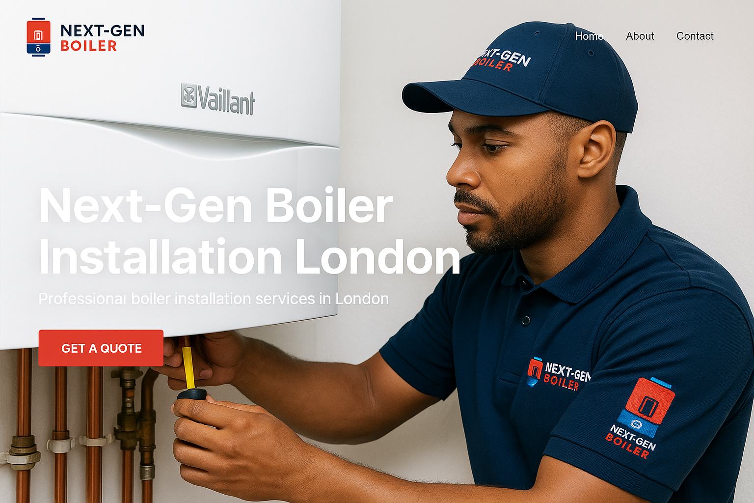 Engineer installing Vaillant boiler
